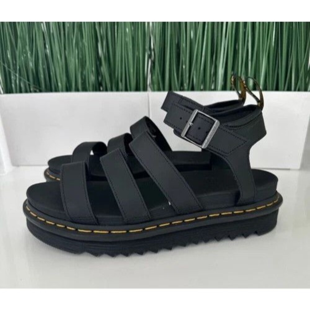 Dr Doc Martens Womens GirlsBlaire Platform Strappy Sandals Black Leather Size 5